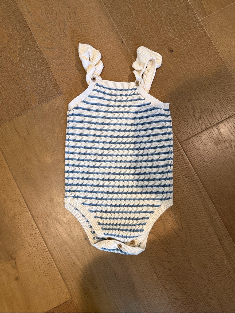 cloud island White and Light Blue Striped Knit One-Piece